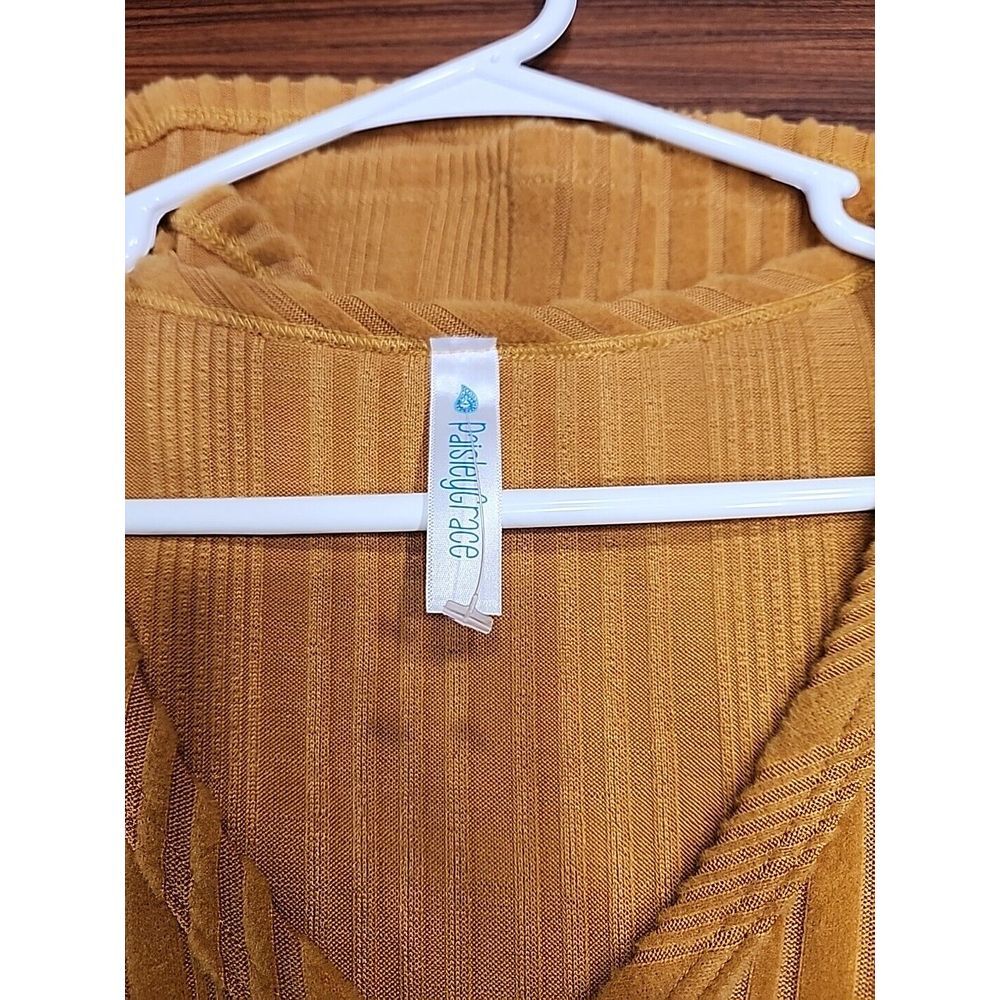 Paisley Grace Womens M Yellow Ribbed Boutique Tunic Top - Picture 4 of 6